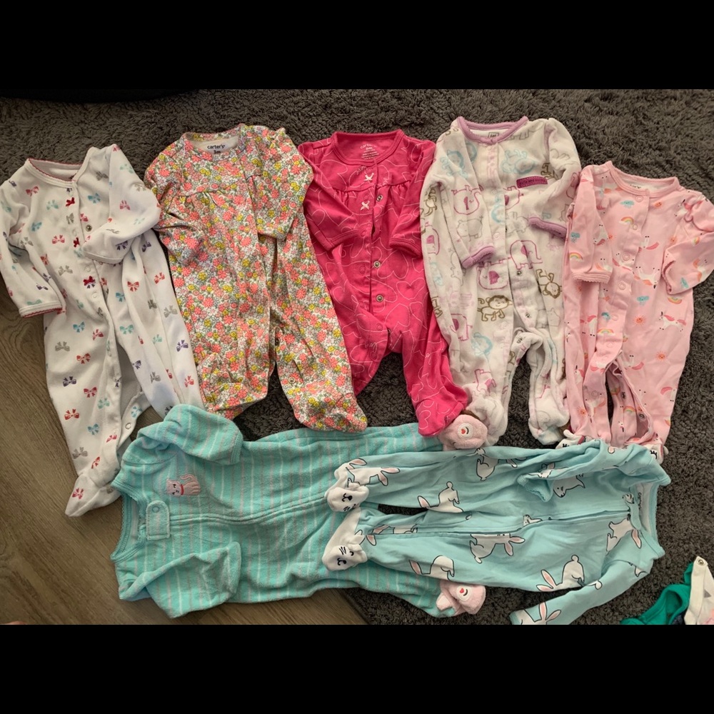 3 month old onesie footie girl pajamas/outfits